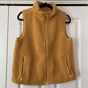 J. Crew Teddy Sherpa Vest in mustard yellow (medium)